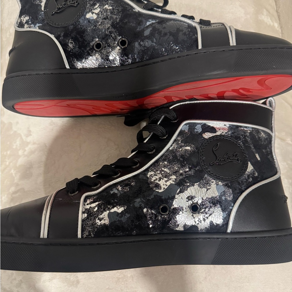 Christian Louboutin Black and Silver High-Top Sneakers - Picture 11 of 11